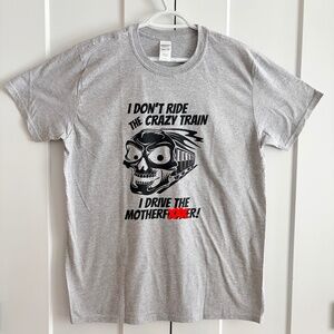 Funny Dad Shirt, Ride The Crazy Train, Funny‎ Graphic T-Shirt, Mens, Size L, NEW